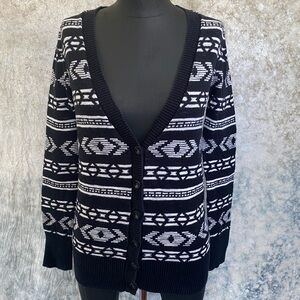 Mossimo Supply Co. Black and White Geometric Cardigan